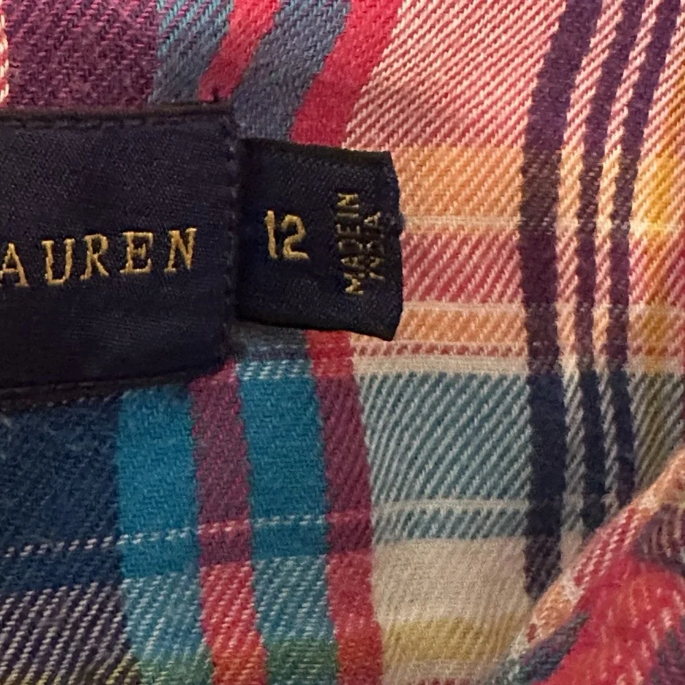 Ralph Lauren Shirt Colorful Pink‎ Plaid Pony Button Up Soft LS Boys Youth Sz 12